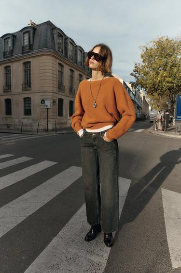 Zara Z1975 LOW RISE WIDE LEG JEANS - Black / Brown