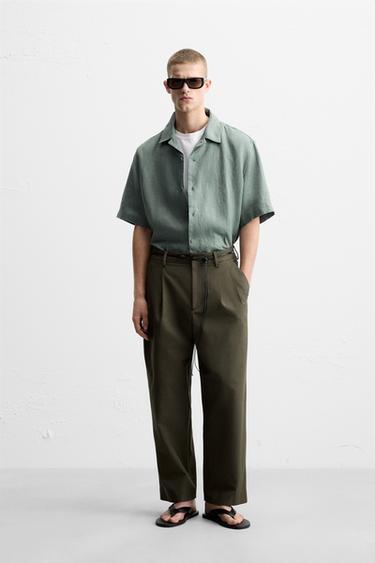CHEMISE RELAXED FIT 100 % LIN - Vert gris de Zara - Image 0