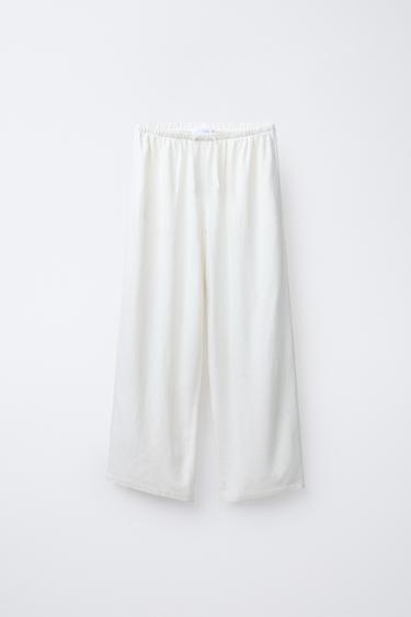 Zara LINEN BLEND PANTS - Oyster-white
