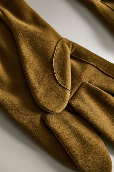 SUEDE WORK GLOVES - Green by Zara - Image 3