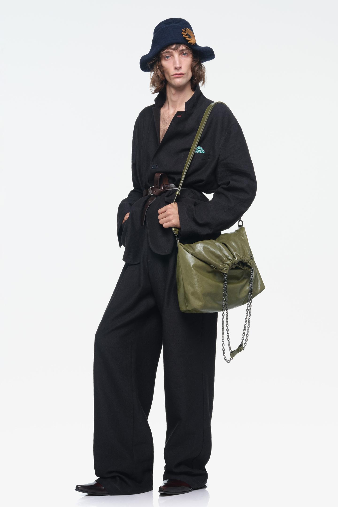 Женская сумка Zara Limited Edition Tri-Chic Large Leather, цвет: Хаки зелёный — фото 4