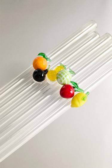 PACK OF GLASS STRAWS WITH FRUIT FIGURES (PACK OF 6) -  by Zara - Image 1