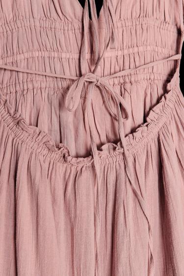 MIDI-KLEID AUS GASE - Pastellrosa von Zara