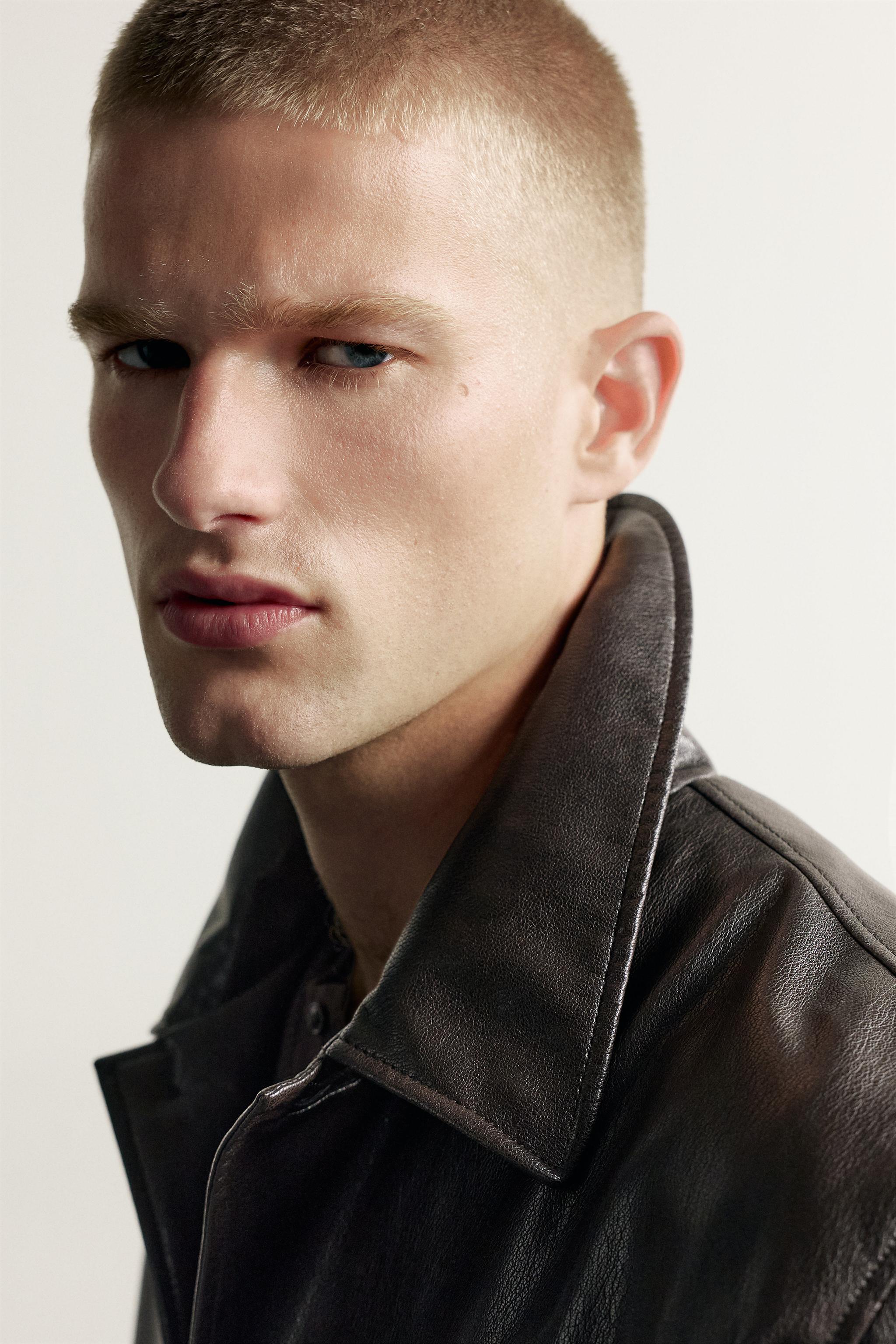 FAUX LEATHER BOXY FIT OVERSHIRT