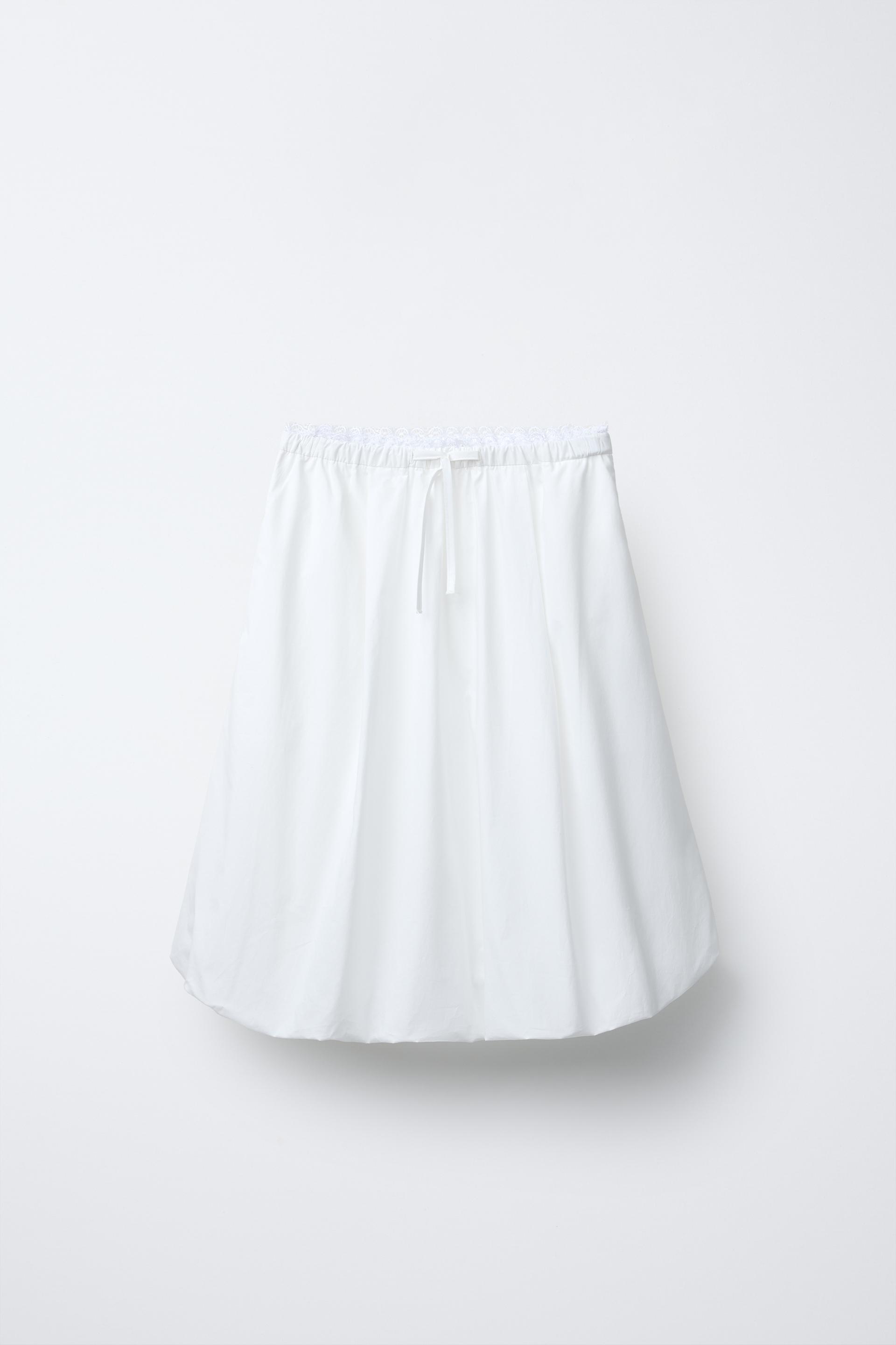 LACE TRIM BALLOON MIDI SKIRT