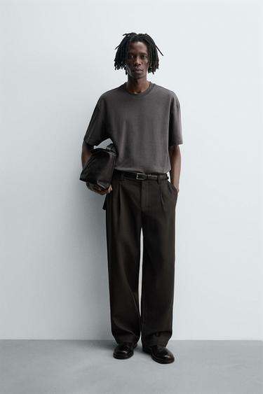 RELAXED FIT INTERLOCK T-SHIRT - Anthracite grey by Zara