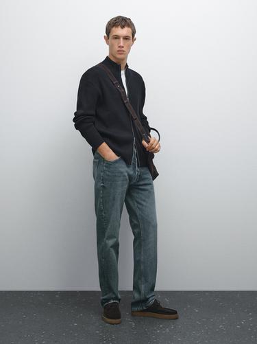 Zara 100% cotton zip cardigan - Navy blue
