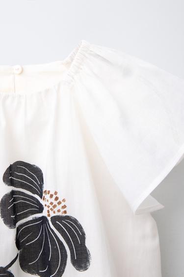 FLORAL PRINT BLOUSE - Ecru / Black by Zara - Image 2