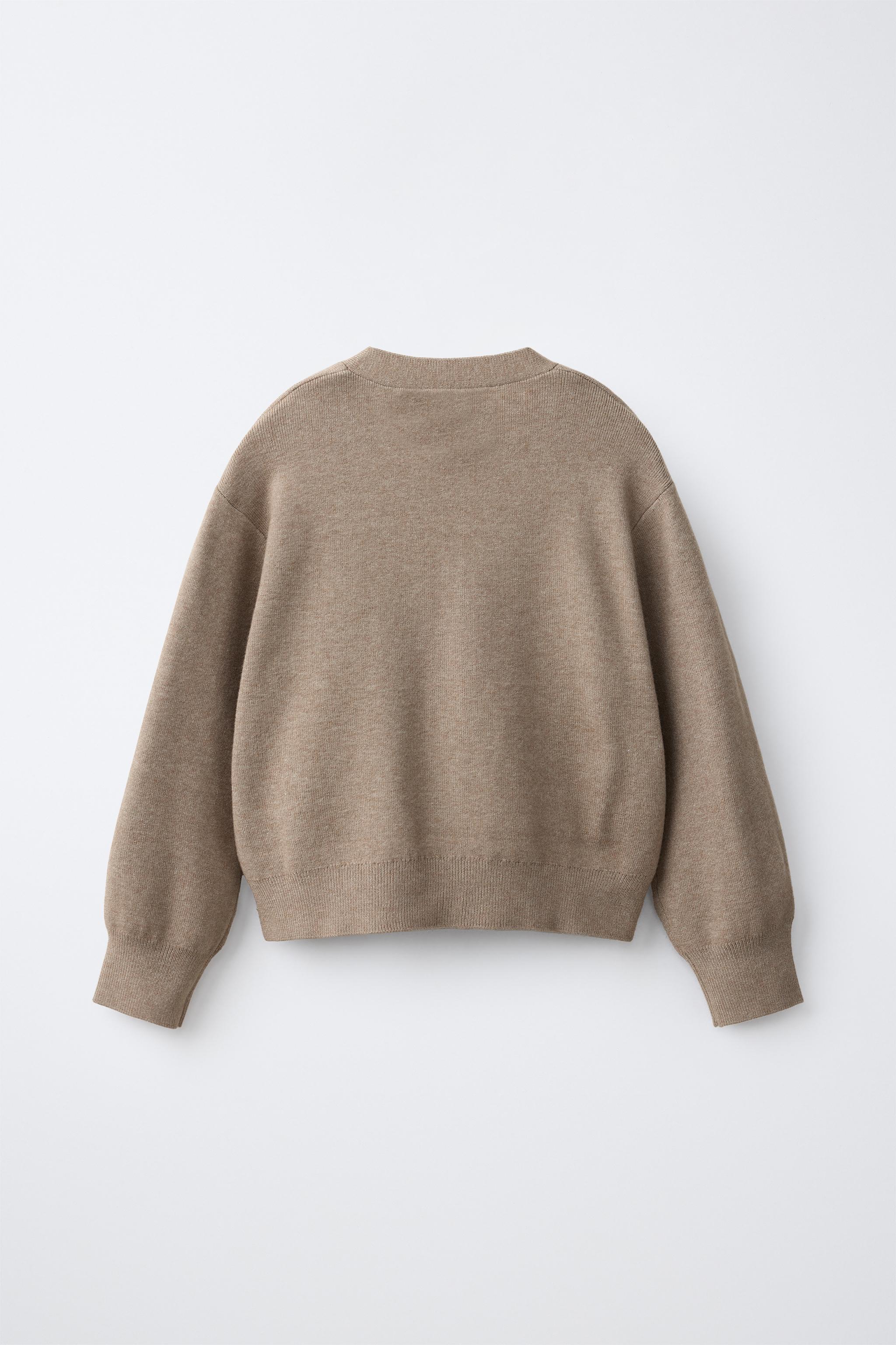 V-NECK CARDIGAN — taupe brown (alternate view)