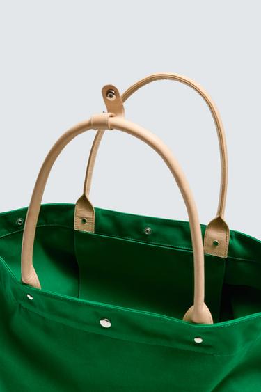 SAC SHOPPER DÉTAILS CUIR AARON LEVINE X ZARA - Vert de Zara - Image 5