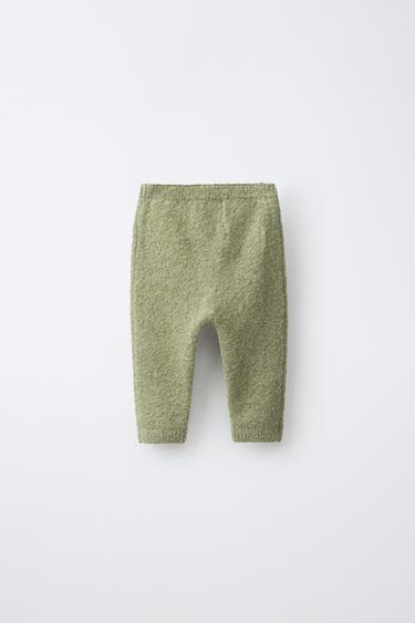 EMBROIDERED MUSHROOM KNIT PANTS — Mid-green 2