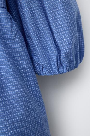 CHECK PRINT PETER PAN COLLAR DRESS - Blue by Zara - Image 3