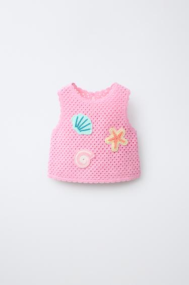 TOP PUNTO CROCHET MOTIVOS MAR - Rosa de Zara