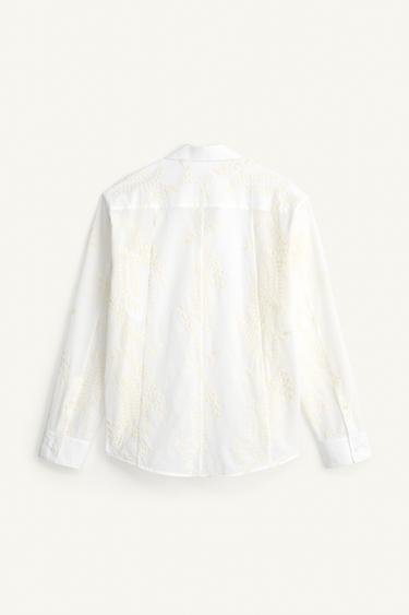 EMBROIDERED RELAXED FIT SHIRT - Ecru by Zara - Image 5