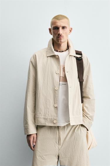 RELAXED FIT CHECK OVERSHIRT - Blue/White by Zara