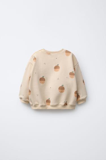 PRINTED SWEATSHIRT - Ecru by Zara - Image 1