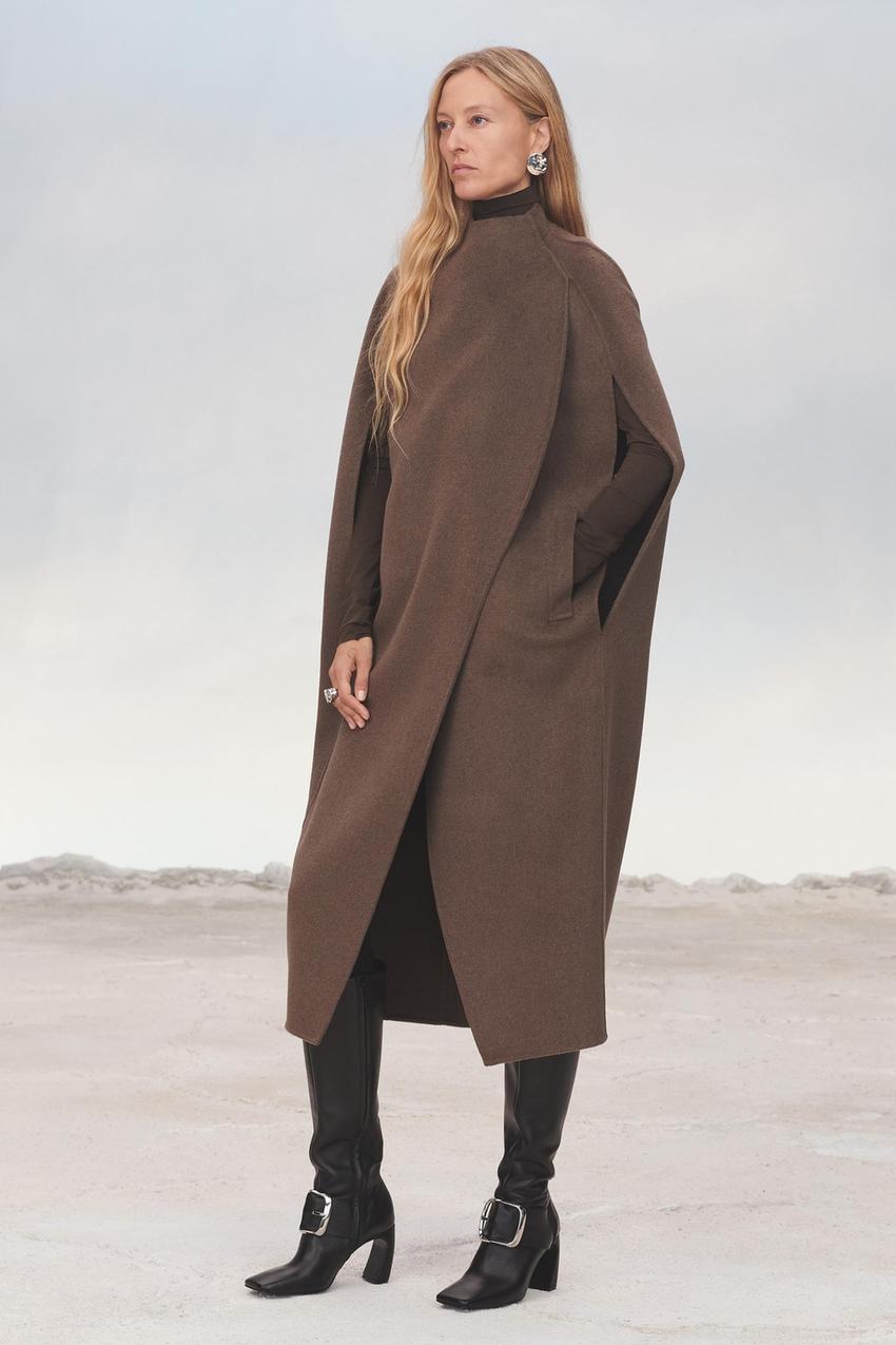 LIMITED EDITION ダブルフェイスケープコート - グリーンマール | ZARA 