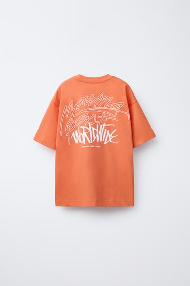 T-SHIRT À IMPRIMÉ GRAFFITI - Orange de Zara - Image 1