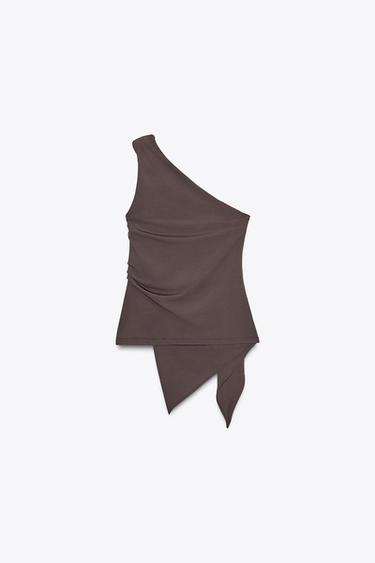 TOP EN CRÊPE ASYMÉTRIQUE - Marron de Zara - Image 6
