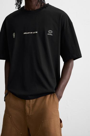 T-SHIRT IMPRIMÉ DÉS - Noir de Zara - Image 4