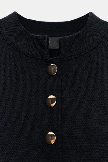 PEPLUM CARDIGAN WITH GOLD BUTTON - Navy blue by Zara - Image 8