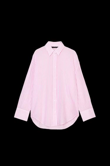 CAMISA OVERSIZE RAYAS - Blanco / Rosa de Zara - Imagen 0