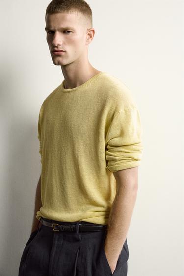 PULL COUPE DÉCONTRACTÉE 100% CHANVRE - Citron vert de Zara