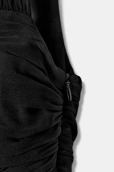 ASYMMETRIC BALLOON HEM DRAPED MINI DRESS - Black by Zara - Image 11