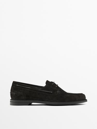 Zara Split leather deck shoes - Limited Edition - Brown - Image 0