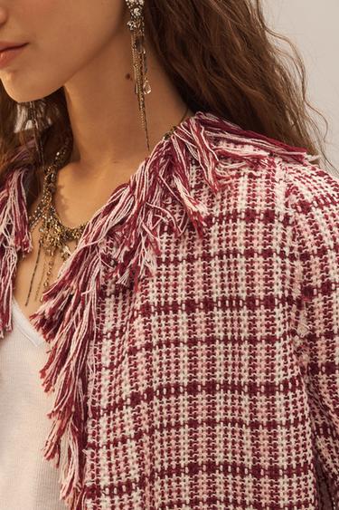 VESTE STRUCTURÉE À FRANGES ÉDITION LIMITÉE - Rose foncé de Zara - Image 3