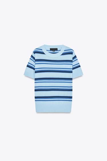 TOP PUNTO RAYAS - Azul / Índigo de Zara