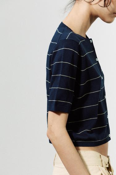 STRIPED KNIT CROPPED JACKET - striped by Zara - Image 4