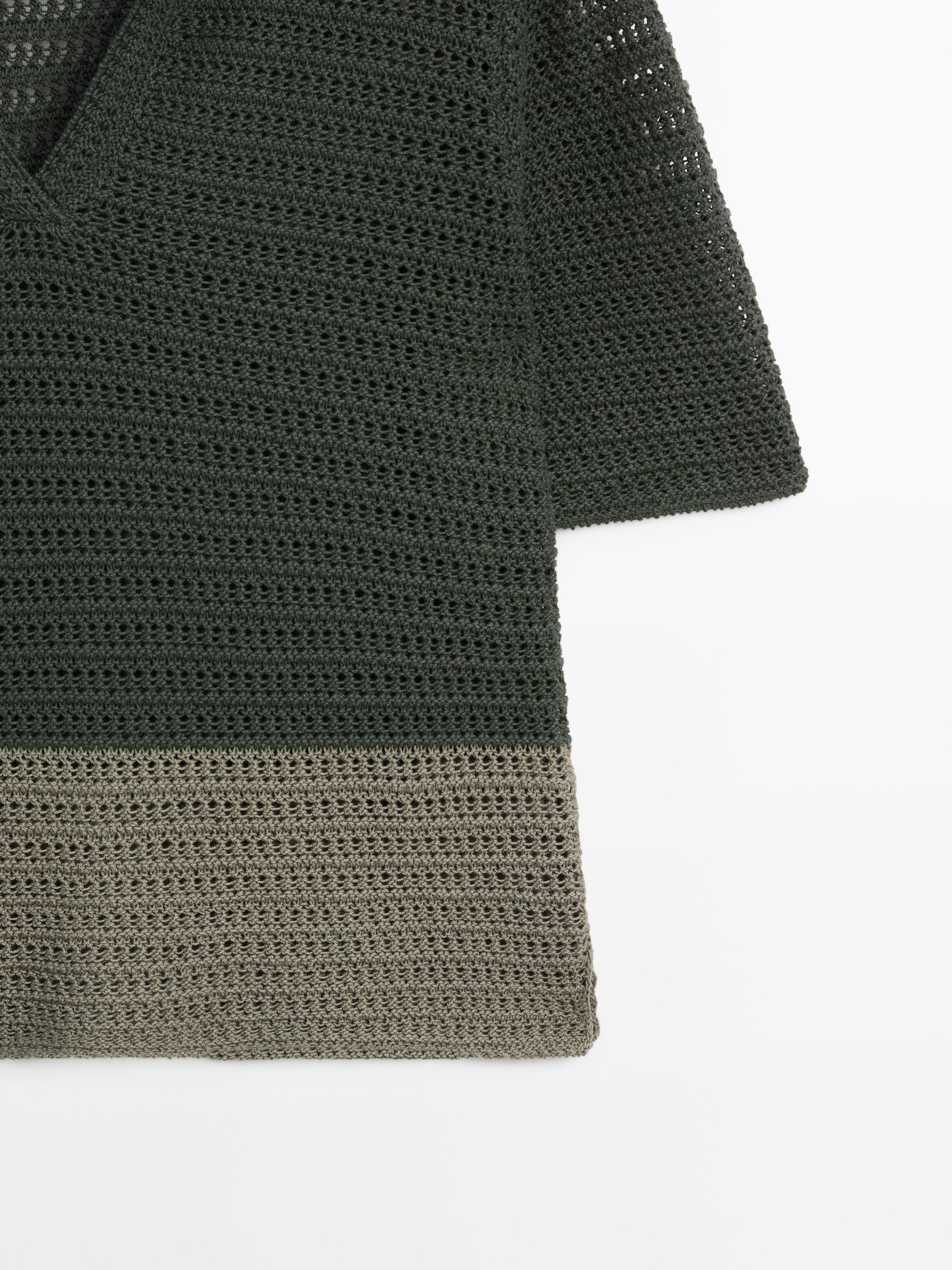 Pull en maille ajourée à col polo
