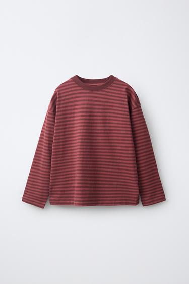 STRIPED PRINT T-SHIRT — Wine 1