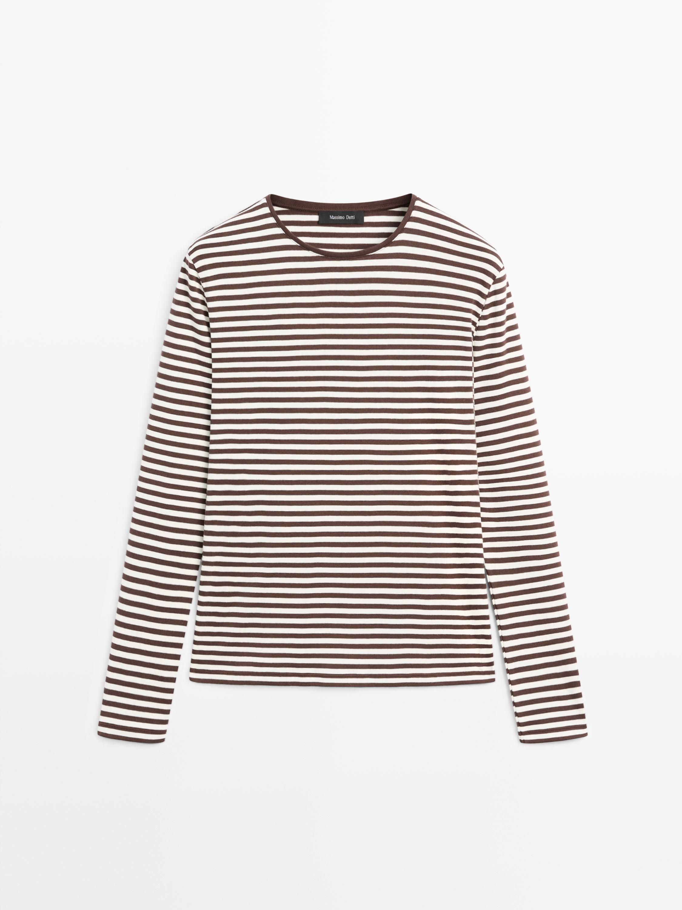 Striped long sleeve T-shirt with contrast detail