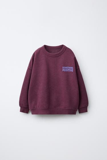 BLUZË HOODIE ME STAMPIM TEKSTI - Ngjyrë shege nga Zara - Imazh 0