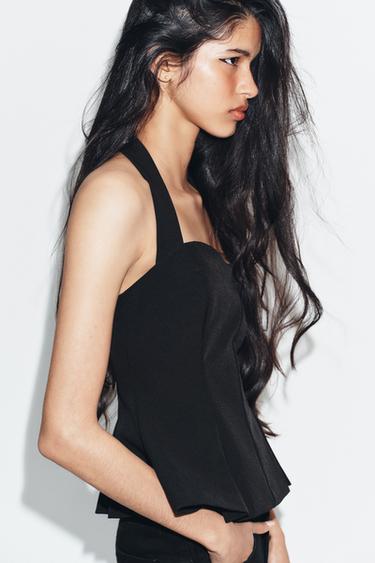 PLEATED HALTER TOP - Black by Zara