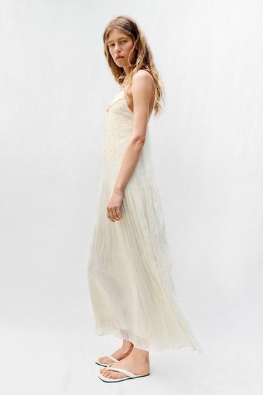 ROBE NUISETTE BRODÉE - Écru de Zara - Image 3