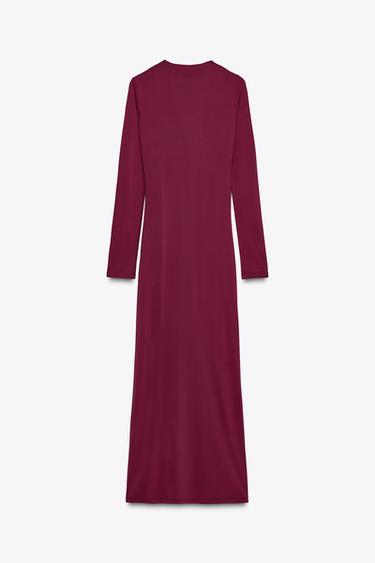 DRAPED NECKLINE MIDI DRESS - Red by Zara - Image 7