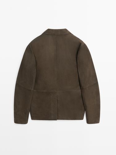 Zara Nubuck leather blazer - Khaki