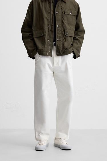 TEXTURED REGULAR FIT TROUSERS - Ecru by Zara