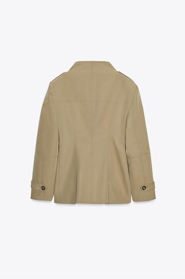 JACKET WITH SHOULDER TABS AND POCKETS - Light khaki by Zara - Image 8