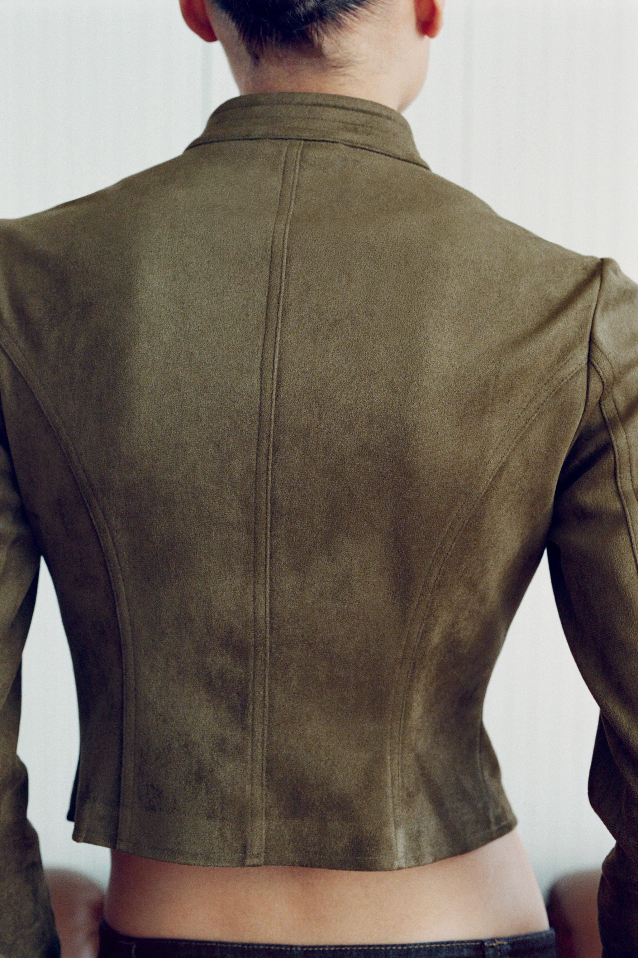 Женские куртки Zara FAUX SUEDE FROG FASTENING JACKET — фото 3