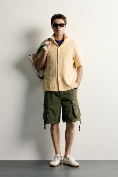 Zara REGULAR FIT STRIPED JACQUARD SHIRT - Orange