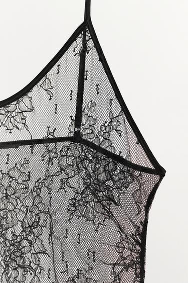ROBE À BRETELLES EN DENTELLE - Noir de Zara - Image 18