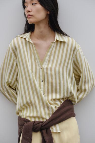 STRIPED SHIRT - Green / Ecru by Zara