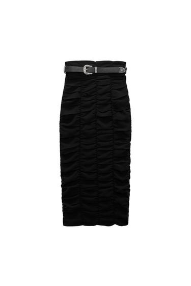 DRAPED MIDI SKIRT WITH COWBOY BELT