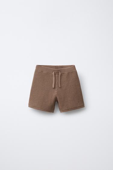 Zara KNIT SHORTS - Brown
