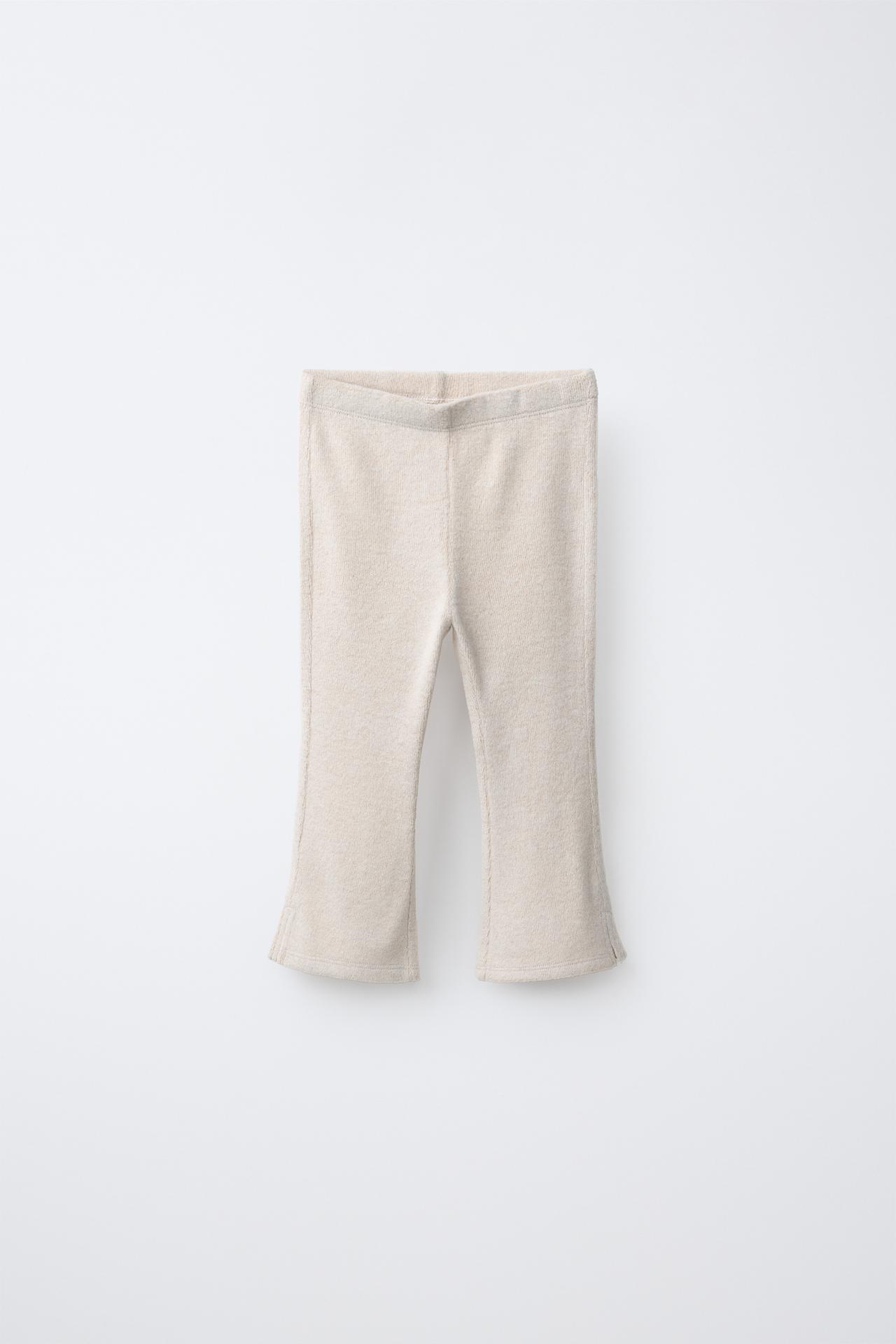 SOFT TOUCH BOW FLARE KNIT PANTS — Sand / Marl