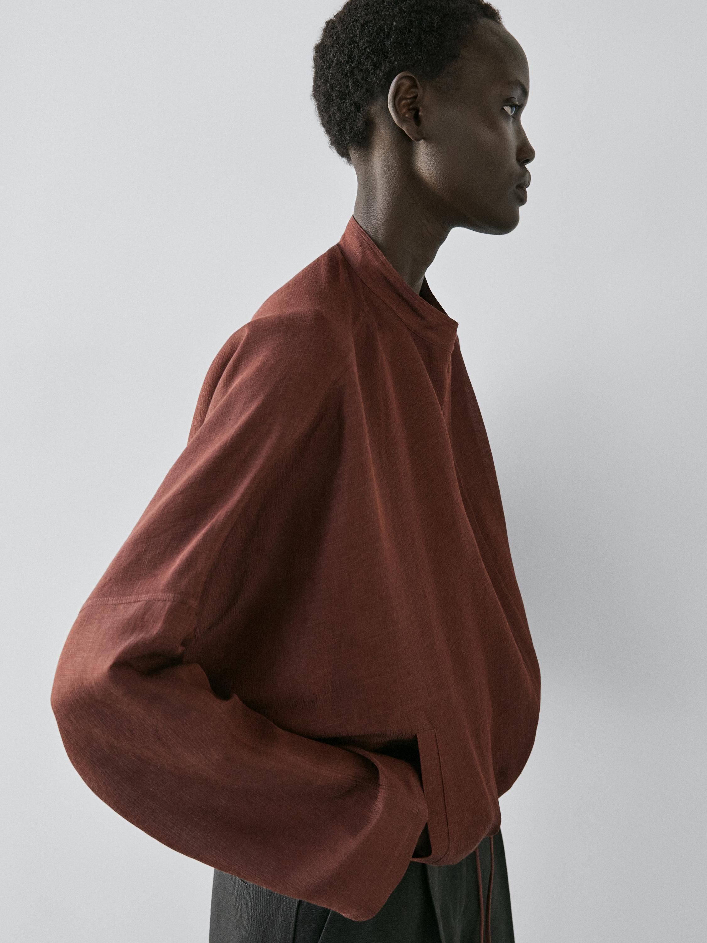 Veste bomber en mélange de lin